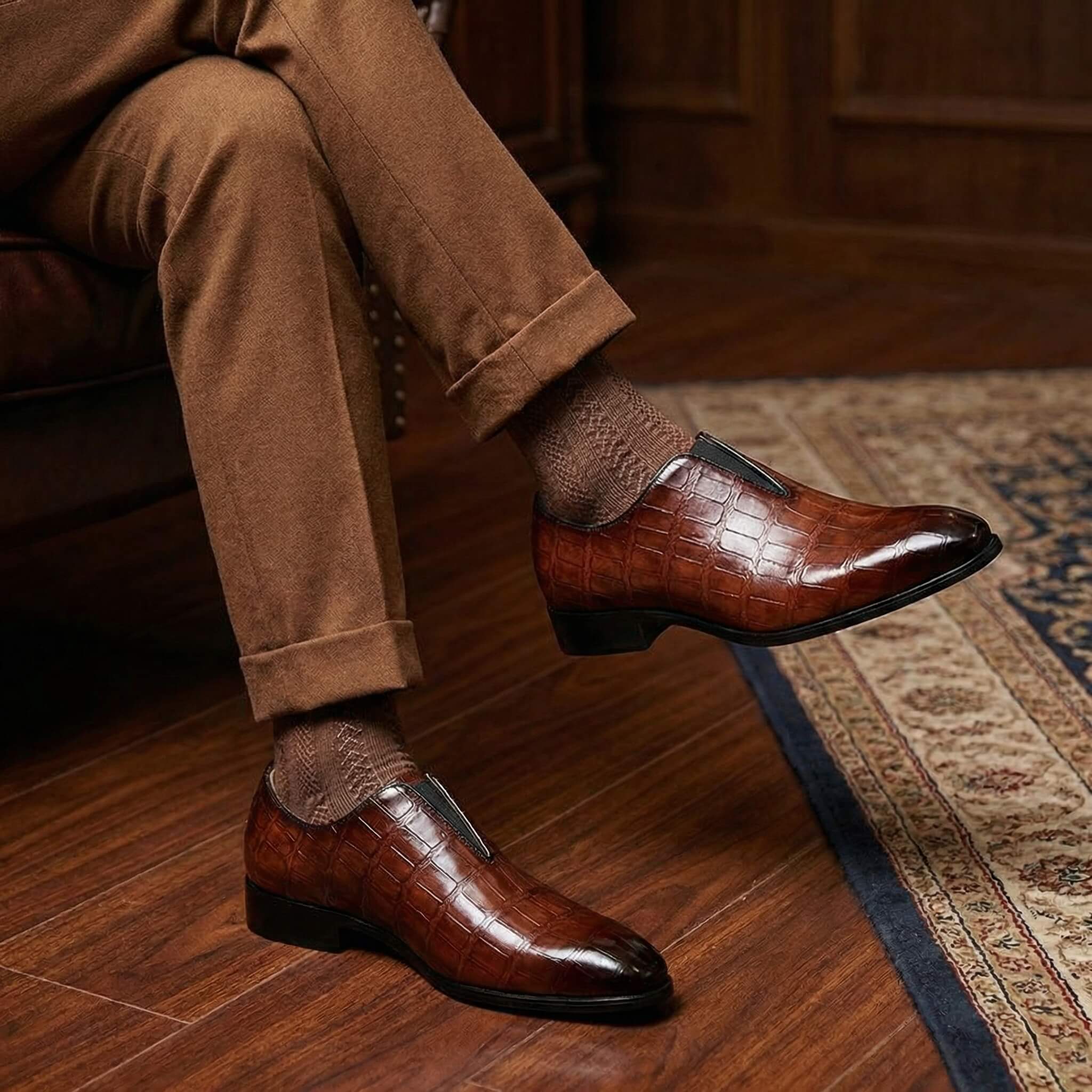 Camden | Black Loafers for Women with Croc-Embossed Leather Design | Stylish Comfort for Effortless Elegance 2