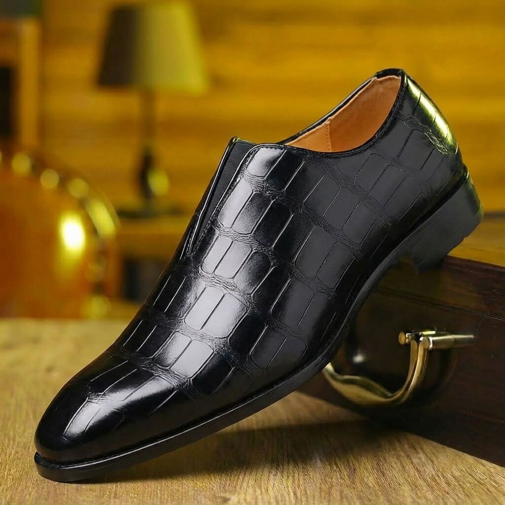 Camden | Black Loafers for Women with Croc-Embossed Leather Design | Stylish Comfort for Effortless Elegance 3