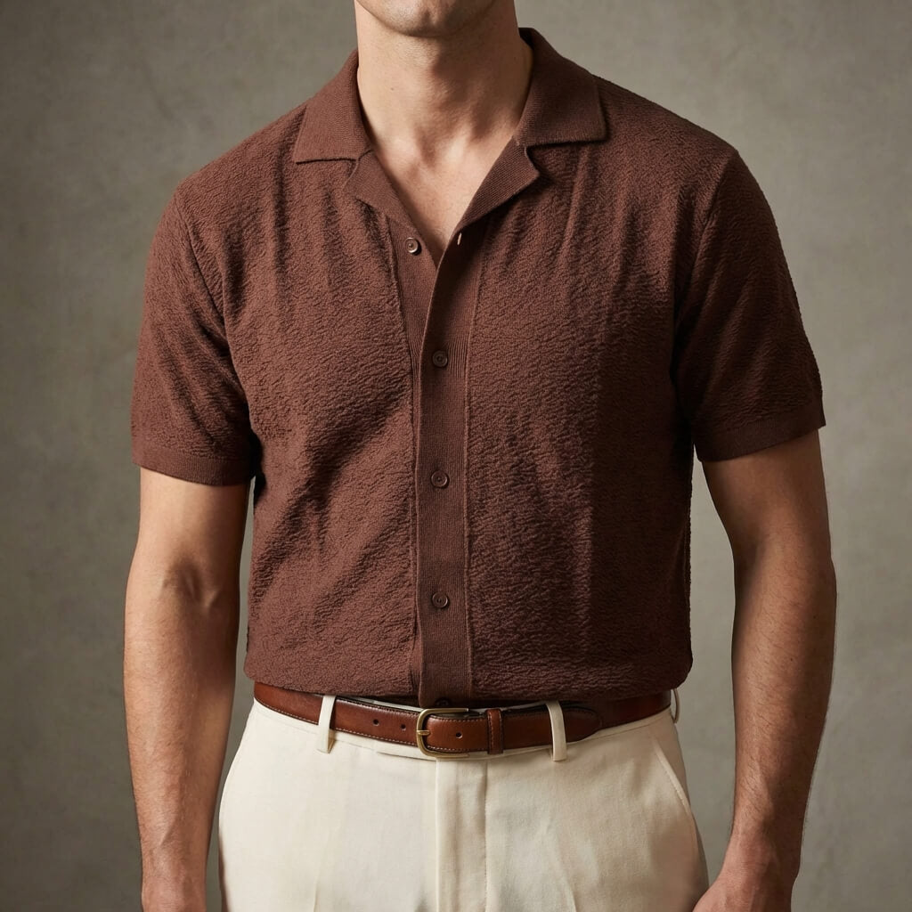 Cordoba Collection | Men's Polo Shirt with Relaxed Camp Collar | Soft Knit Fabric for Comfortable Layering 2