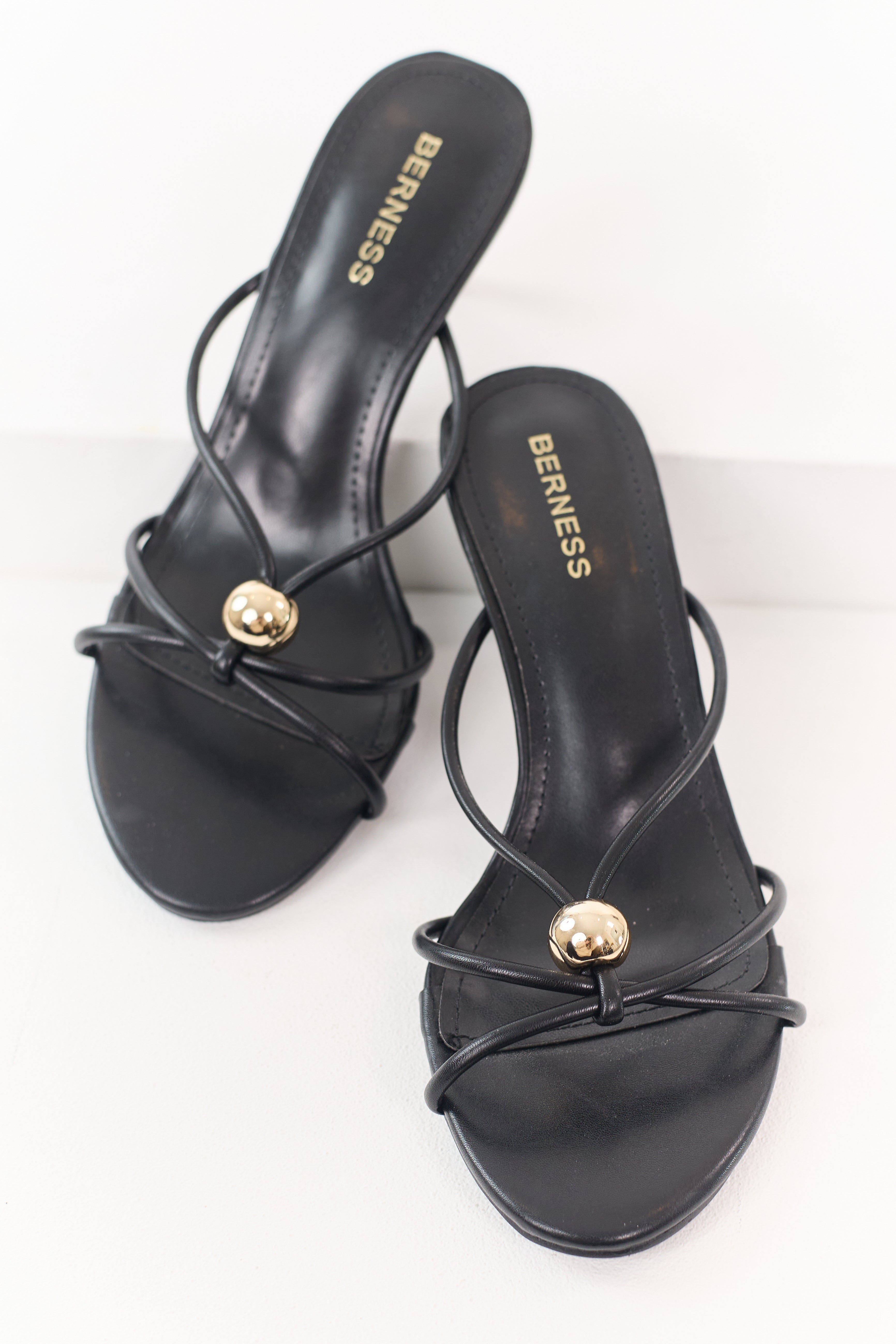 Elegant Strappy Kitten Heels | Faux Leather Design with Gold Hardware for Stylish Comfort 0