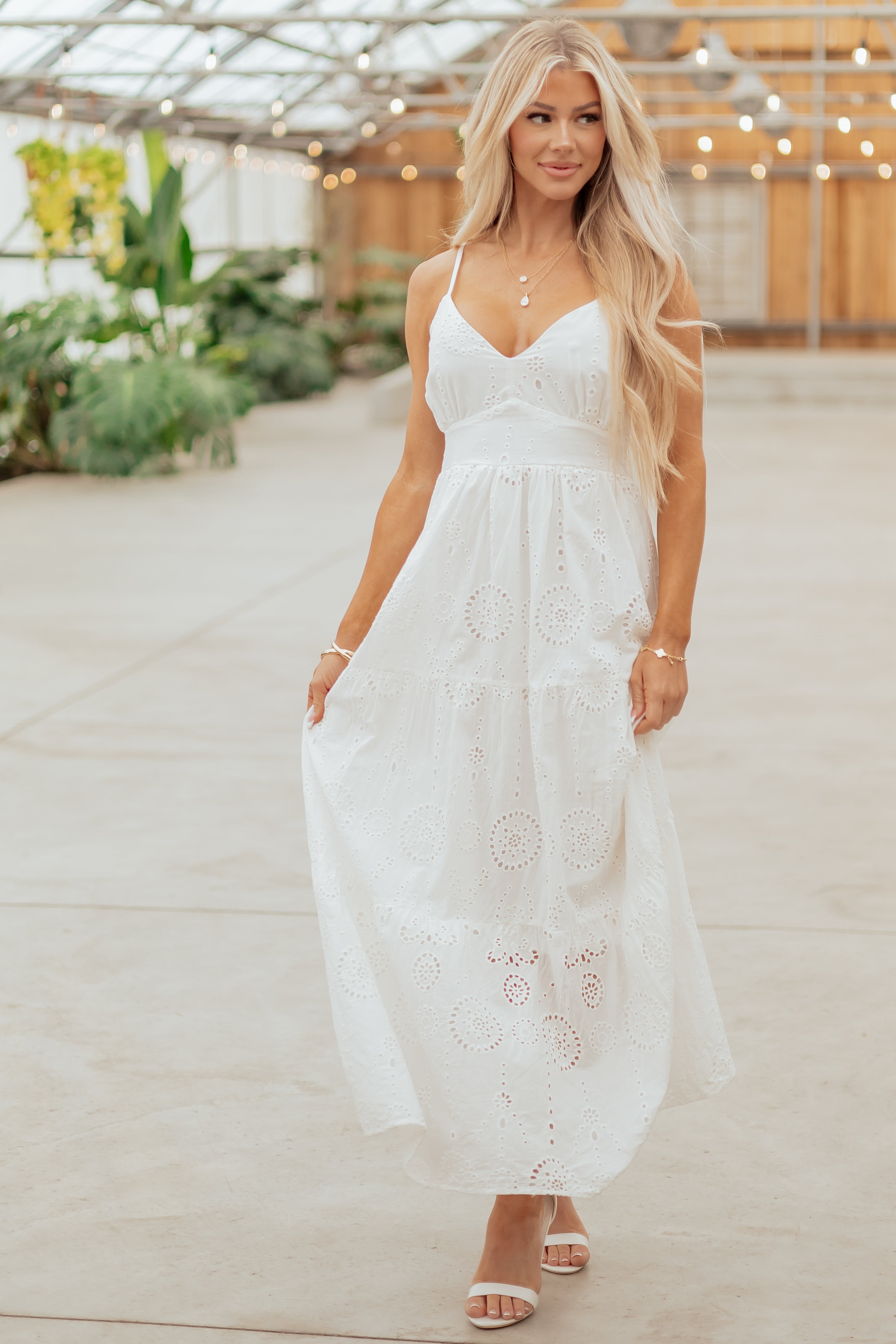 Floral Eyelet Maxi Dress | Sleeveless Cotton Design with Adjustable Straps | Elegant Summer Dress for Women 0