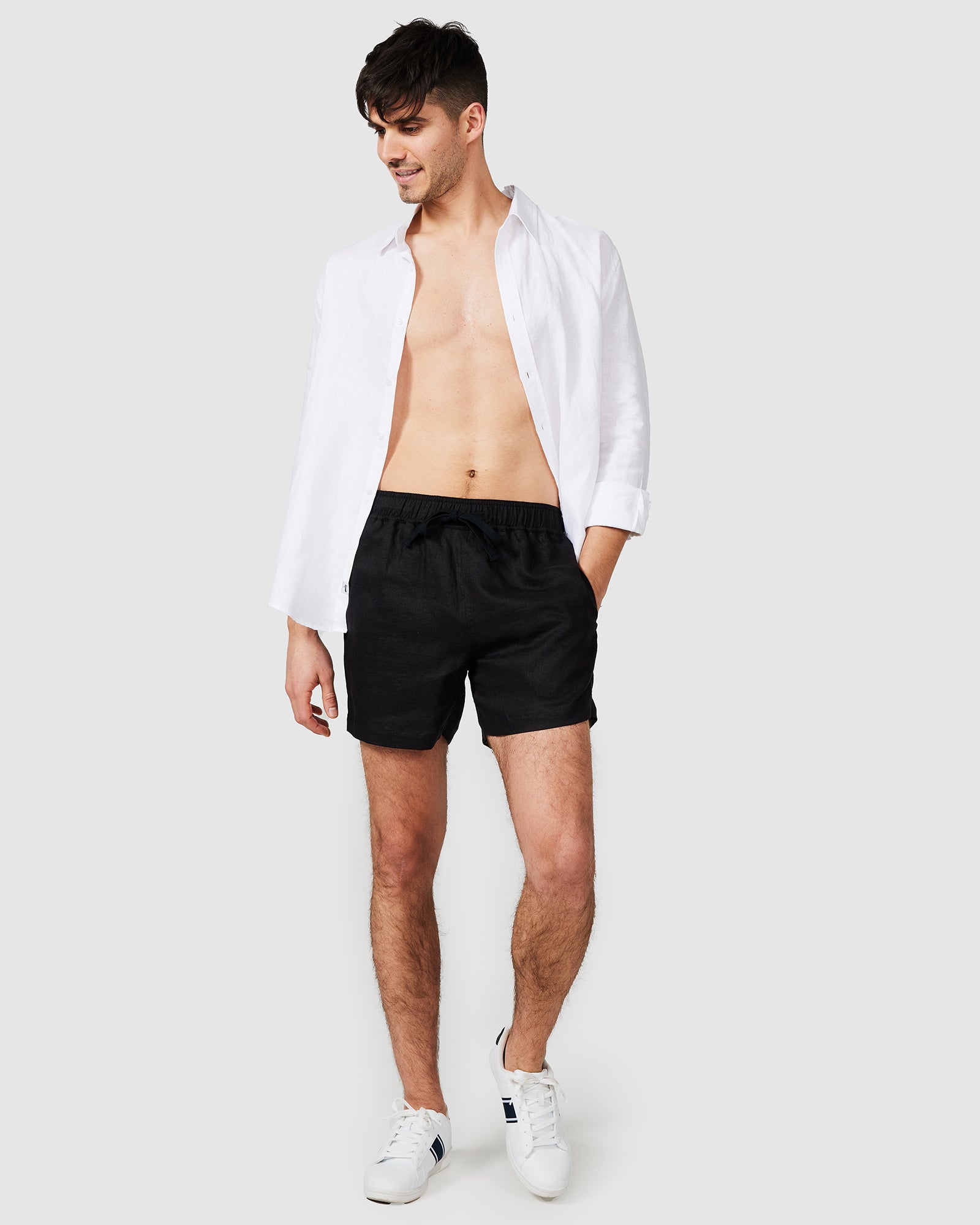 Linen Collection | Black Linen Shorts with Relaxed Fit & Side Pockets | Comfortable Summer Wear 1