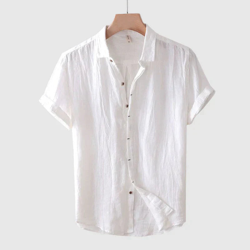 Linen Shirt Collection | Men's Short Sleeve Shirt with Crinkled Texture | Lightweight Design for Summer Comfort 0