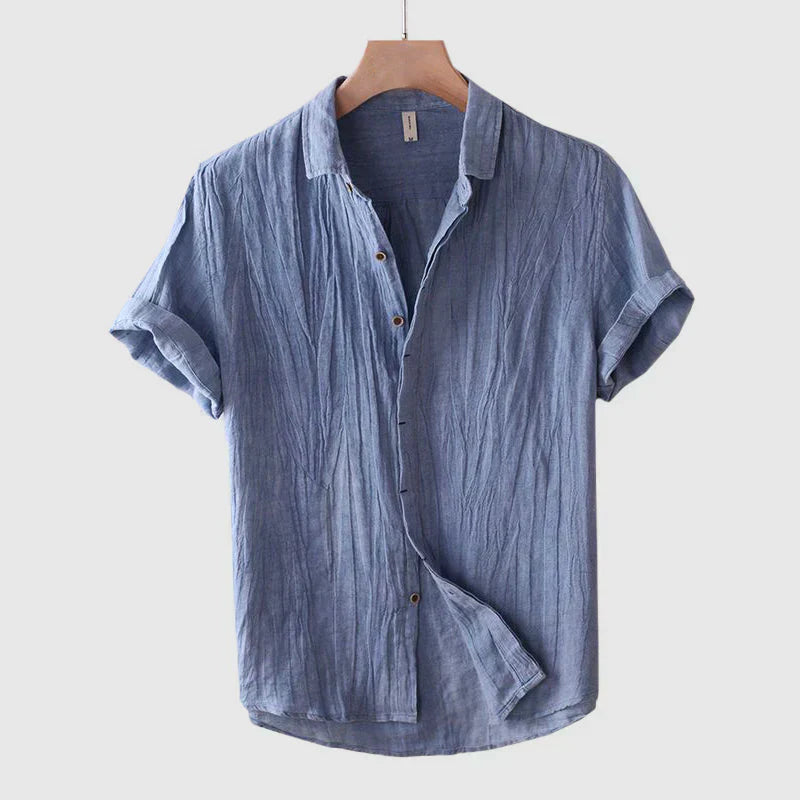 Linen Shirt Collection | Men's Short Sleeve Shirt with Crinkled Texture | Lightweight Design for Summer Comfort 1