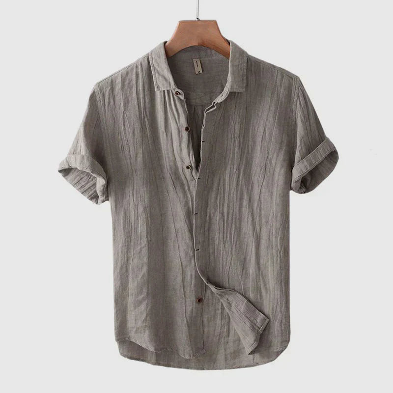 Linen Shirt Collection | Men's Short Sleeve Shirt with Crinkled Texture | Lightweight Design for Summer Comfort 3