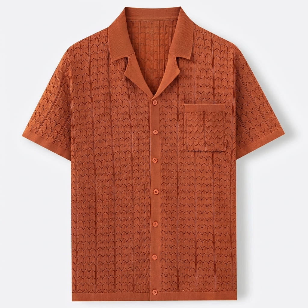 Marbella Collection | Men's Polo Shirt with Textured Jacquard Pattern | Breathable Knit Fabric for Retro Style 2