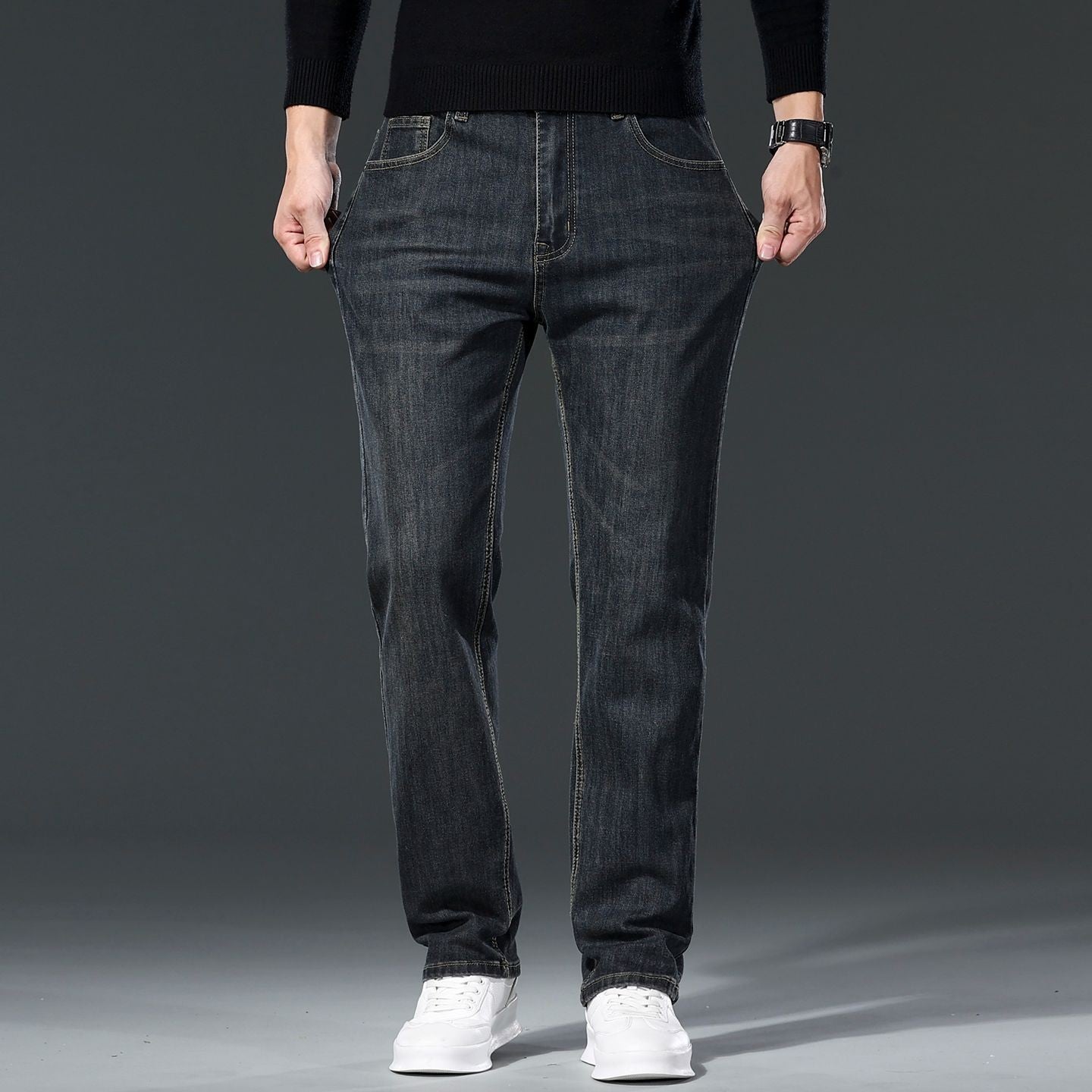 Orin Collection | Men's Jeans with Straight Leg Fit & Clean Dark Wash | Durable Midweight Denim for Comfort and Style 4
