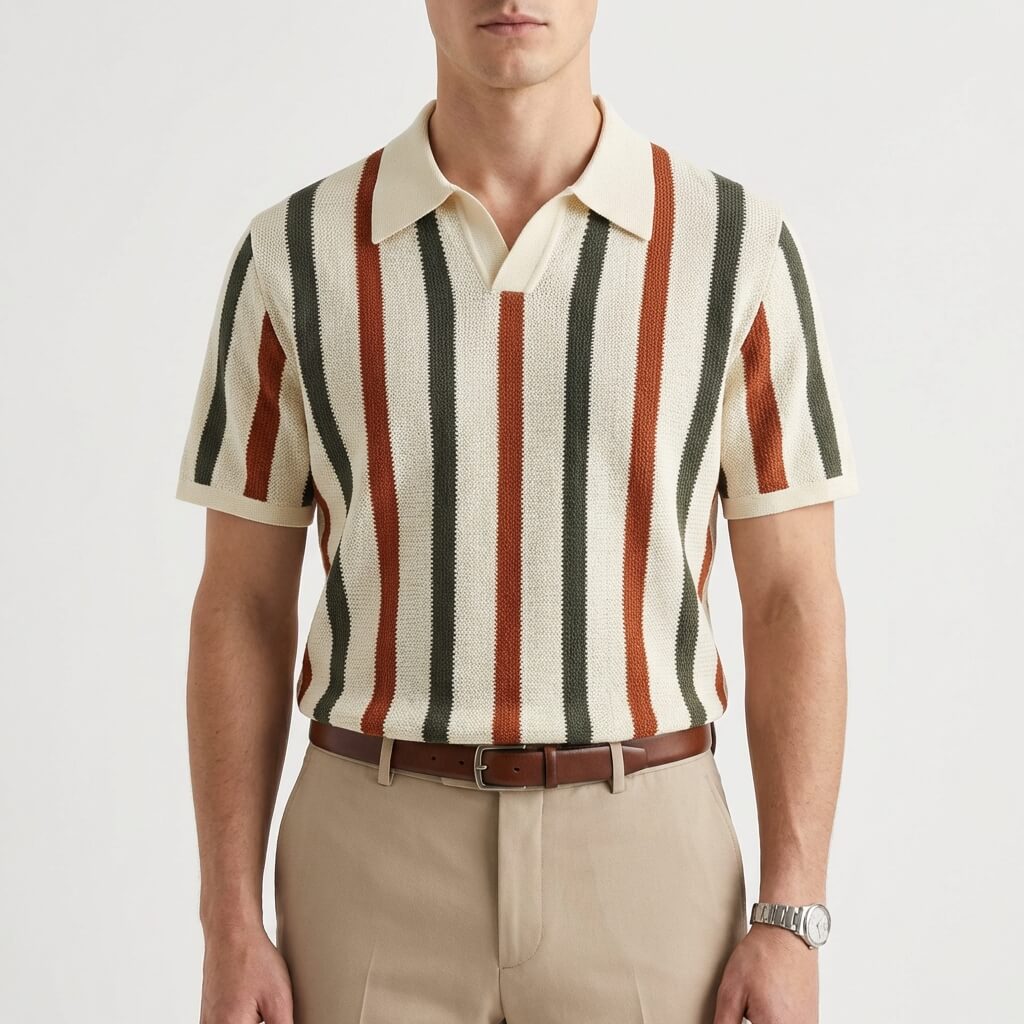 Palermo Collection | Men's Polo Shirt with Vintage Weave Fabric | Relaxed Fit for Effortless Style 2