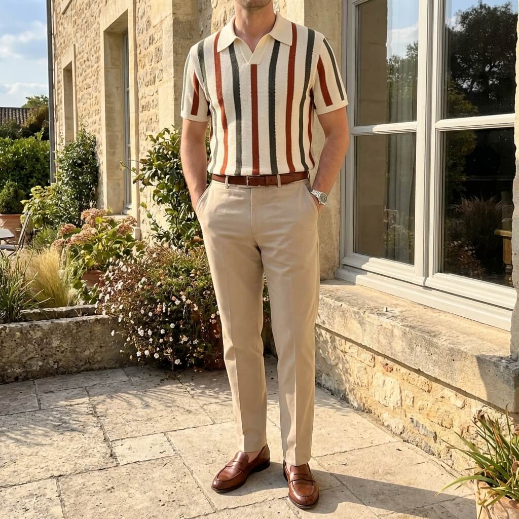 Palermo Collection | Men's Polo Shirt with Vintage Weave Fabric | Relaxed Fit for Effortless Style 3