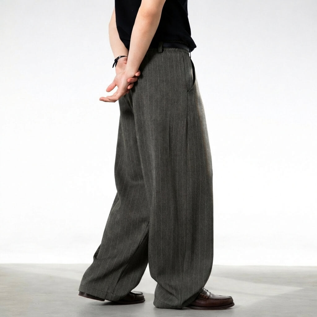 Riviera Collection | Wide Leg Trousers with Vintage Stripe Pattern | Flowy Fit for Effortless Style 1