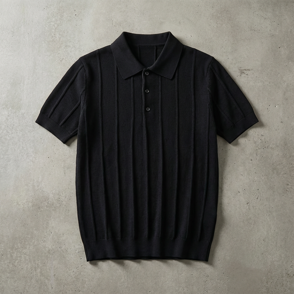 Velluto Collection | Men's Polo Shirt with Ribbed Knit Design | Elegant Comfort for Any Occasion 0