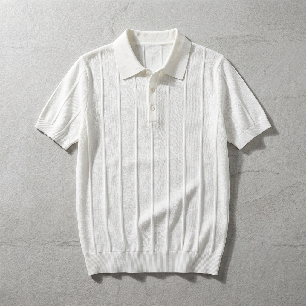 Velluto Collection | Men's Polo Shirt with Ribbed Knit Design | Elegant Comfort for Any Occasion 1