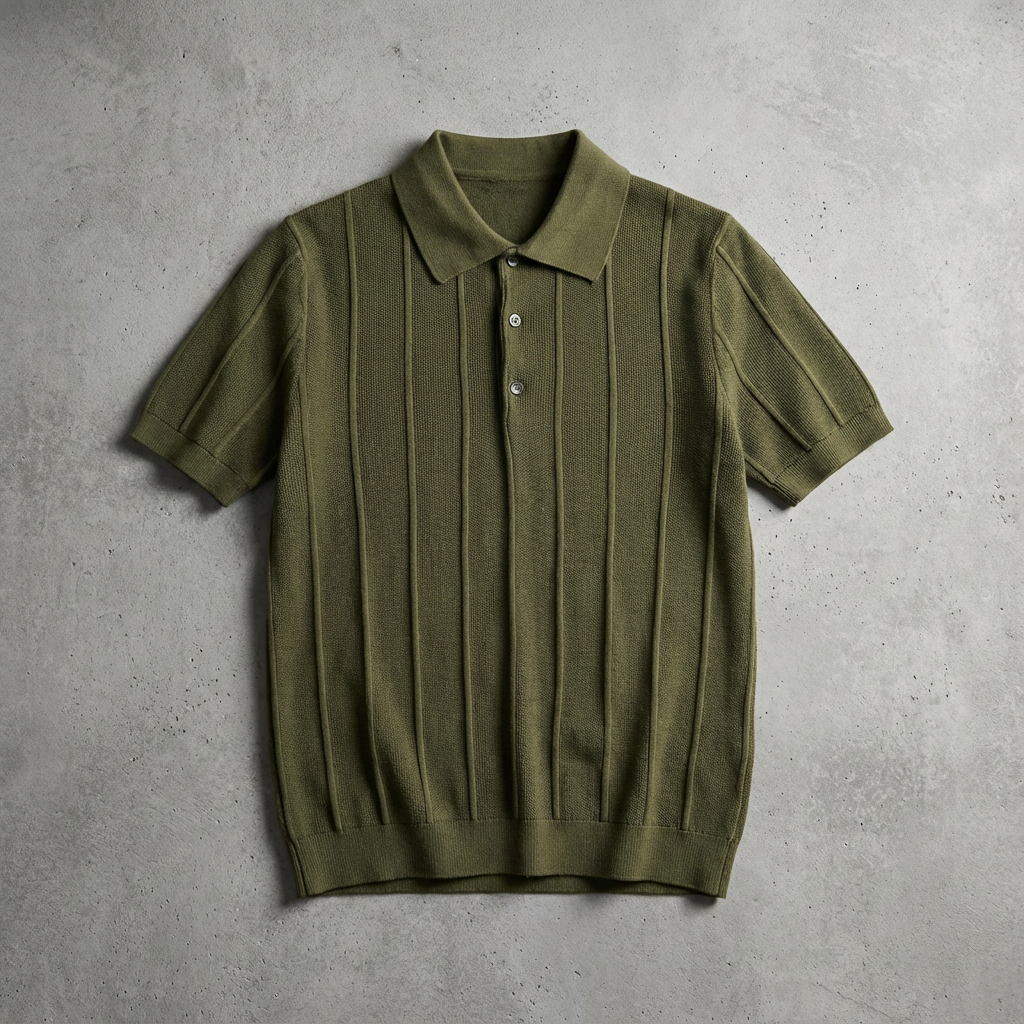 Velluto Collection | Men's Polo Shirt with Ribbed Knit Design | Elegant Comfort for Any Occasion 2