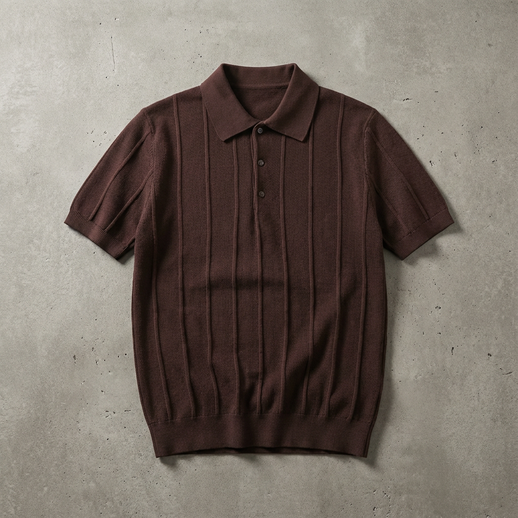 Velluto Collection | Men's Polo Shirt with Ribbed Knit Design | Elegant Comfort for Any Occasion 3