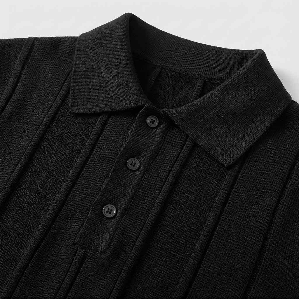 Velluto Collection | Men's Polo Shirt with Ribbed Knit Design | Elegant Comfort for Any Occasion 4