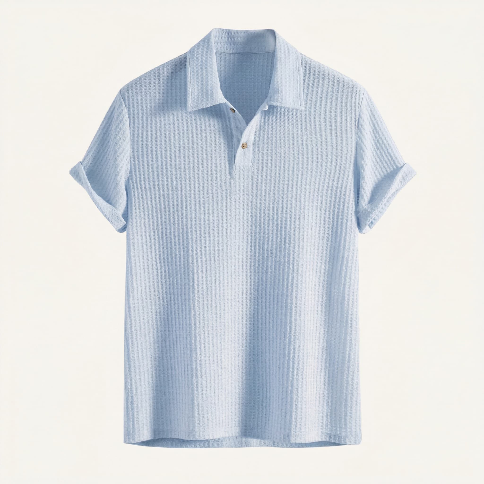 Waffle Knit Polo Shirt | Men's Polo Shirts with Breathable Fabric | Lightweight Comfort for Warm Days 0